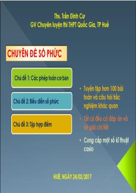 Bài tập trắc nghiệm vế Số phức - Trần Đình Cư